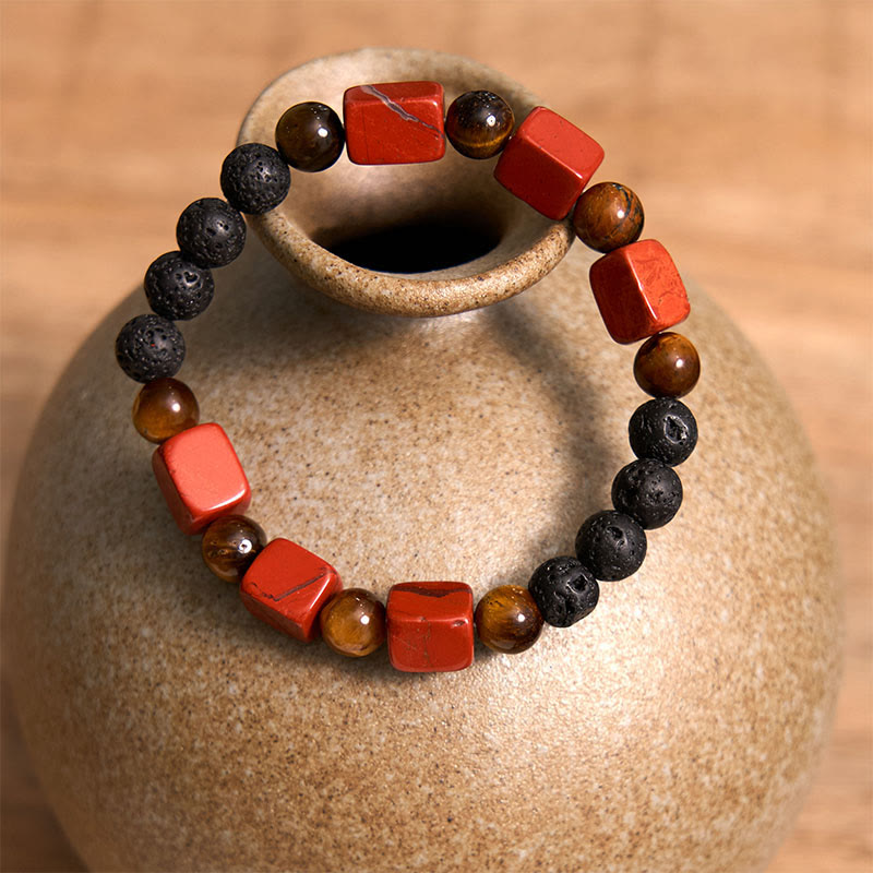 Buddha Stones Various Crystals Cube Amethyst Lava Rock Support Bracelet - image 31