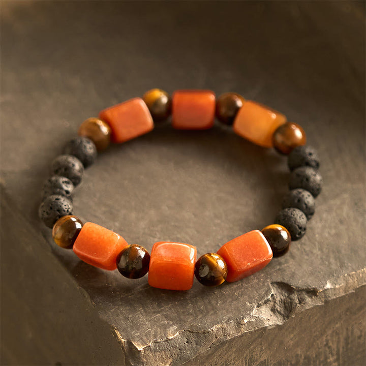 Buddha Stones Various Crystals Cube Amethyst Lava Rock Support Bracelet - Red Aventurine(Wrist Circumference: 14-16cm) - image 50