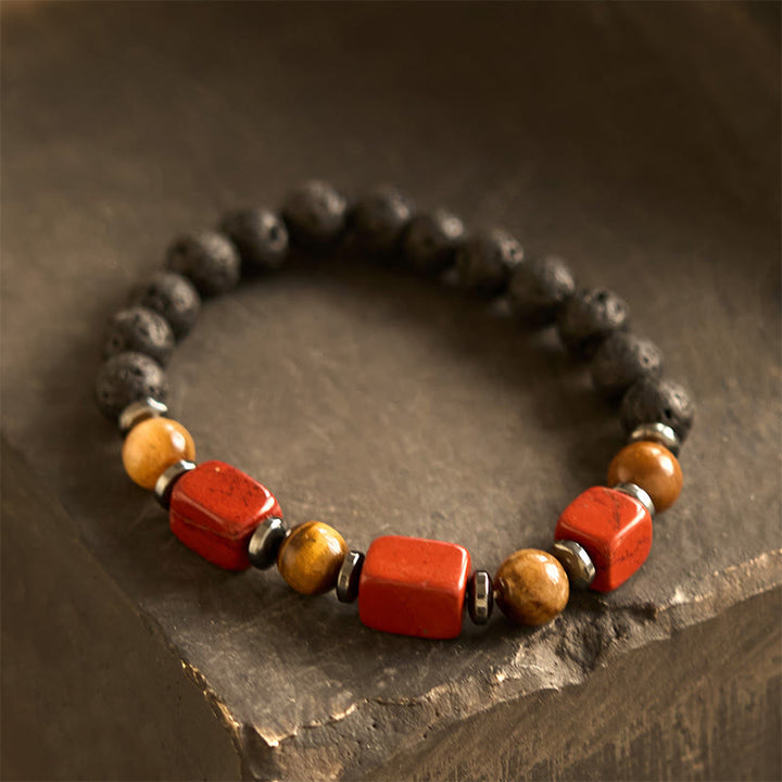 Buddha Stones Various Crystals Lava Rock Calm Bracelet - Red Jasper(Wrist Circumference: 14-16cm) - image 28
