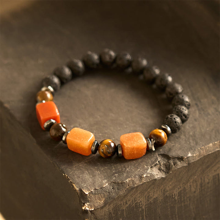 Buddha Stones Various Crystals Lava Rock Calm Bracelet - Red Aventurine(Wrist Circumference: 14-16cm) - image 45