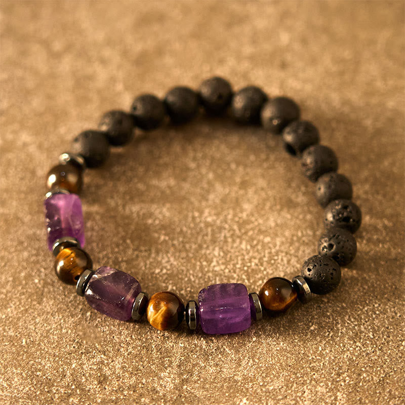 Buddha Stones Various Crystals Lava Rock Calm Bracelet - image 3