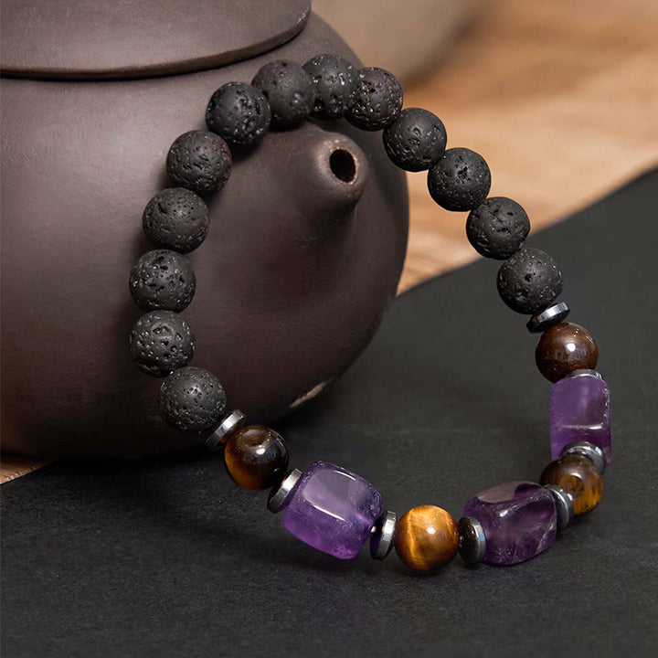 Buddha Stones Various Crystals Lava Rock Calm Bracelet - image 1