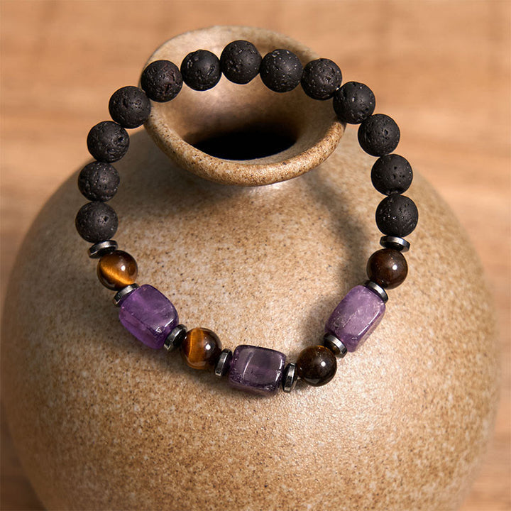 Buddha Stones Various Crystals Lava Rock Calm Bracelet - image 2