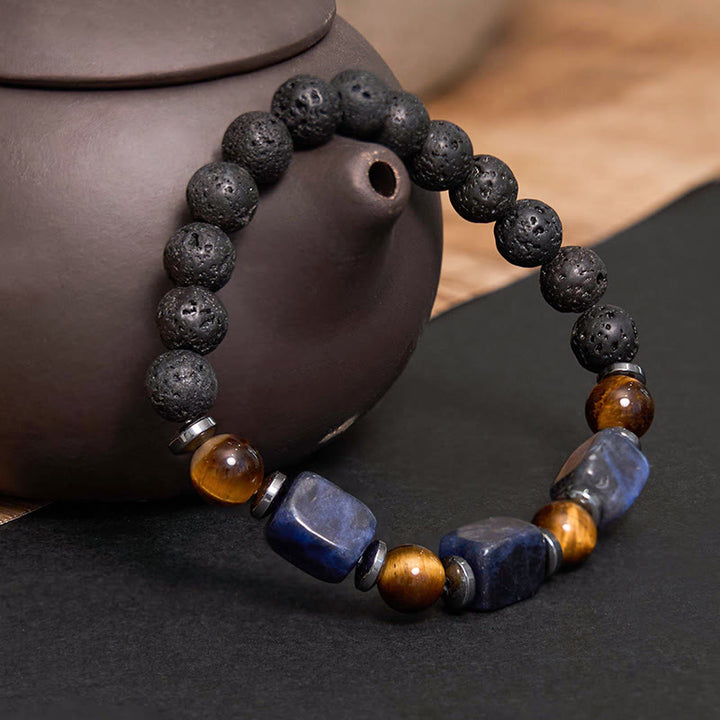 Buddha Stones Various Crystals Lava Rock Calm Bracelet - image 37