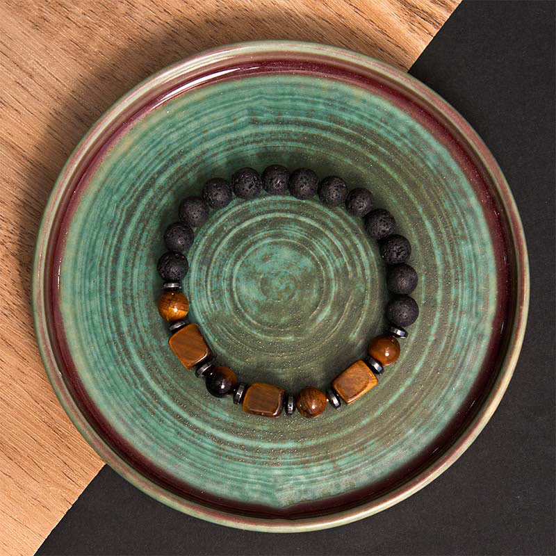 Buddha Stones Various Crystals Lava Rock Calm Bracelet - image 13