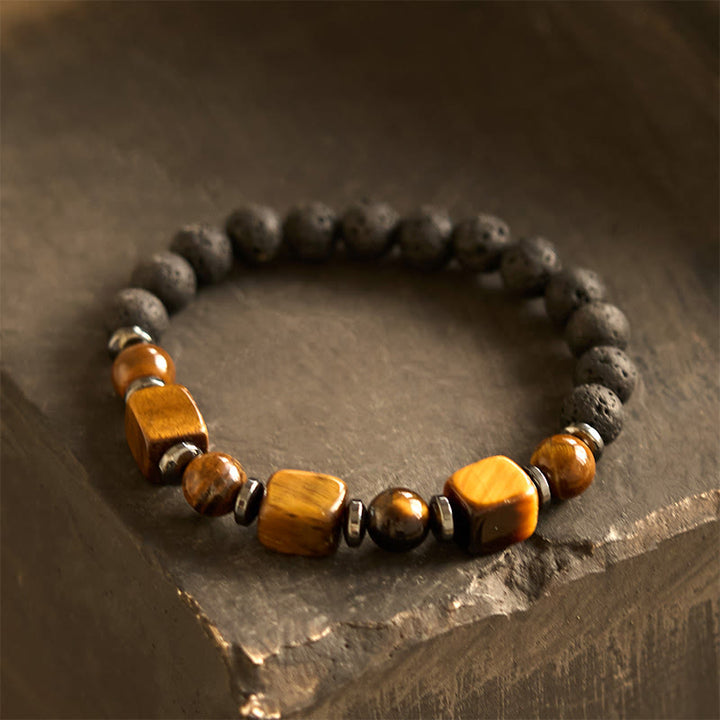 Buddha Stones Various Crystals Lava Rock Calm Bracelet - Tiger Eye(Wrist Circumference: 14-16cm) - image 8