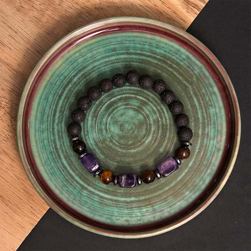 Buddha Stones Various Crystals Lava Rock Calm Bracelet - image 4