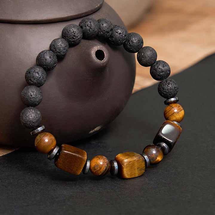 Buddha Stones Various Crystals Lava Rock Calm Bracelet - image 9