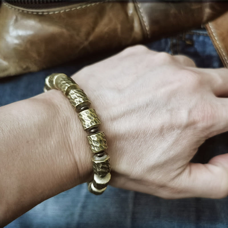 Buddha Stones Copper Meteorite Crater Pattern Luck Bracelet - image 4