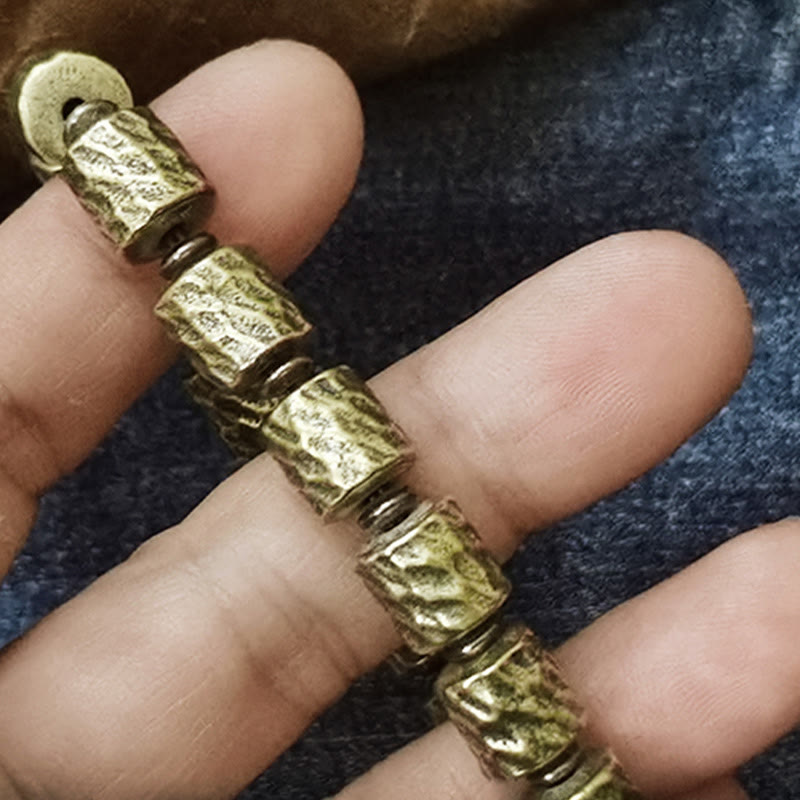 Buddha Stones Copper Meteorite Crater Pattern Luck Bracelet - image 1