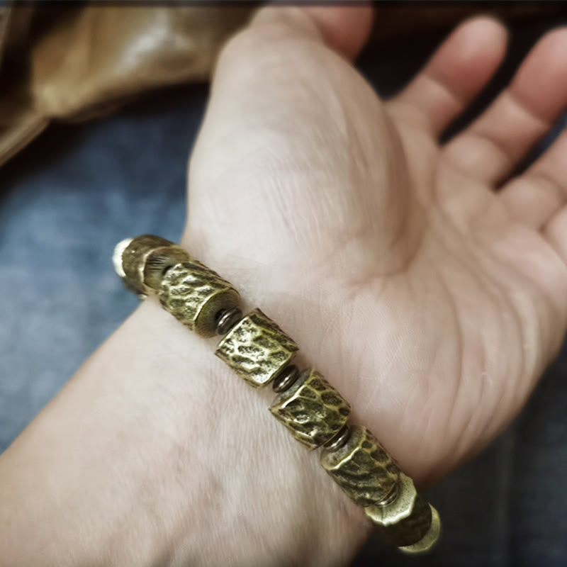 Buddha Stones Copper Meteorite Crater Pattern Luck Bracelet - image 7