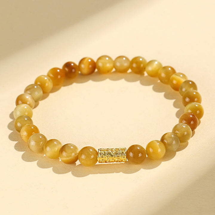 Buddha Stones Tiger Eye Fu Character Bamboo Koi Fish Lotus Om Mani Padme Hum Protection Bracelet - Auspicious Amulet(Wrist Circumference: 14-16cm) - image 12