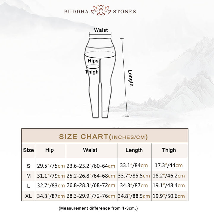 Buddha Stones Lines Weeds Sakura Flowers Black Tree Print Pants Sports Fitness Yoga Leggings Women's Yoga Pants - image 5