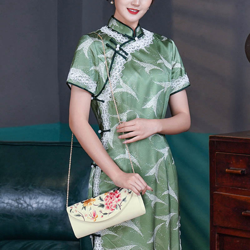 Buddha Stones Peony Tulip Su Embroidery Wedding Shopping Purse Handbag Crossbody Bag - image 10