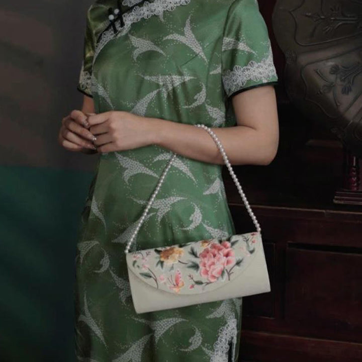 Buddha Stones Peony Tulip Su Embroidery Wedding Shopping Purse Handbag Crossbody Bag - image 13