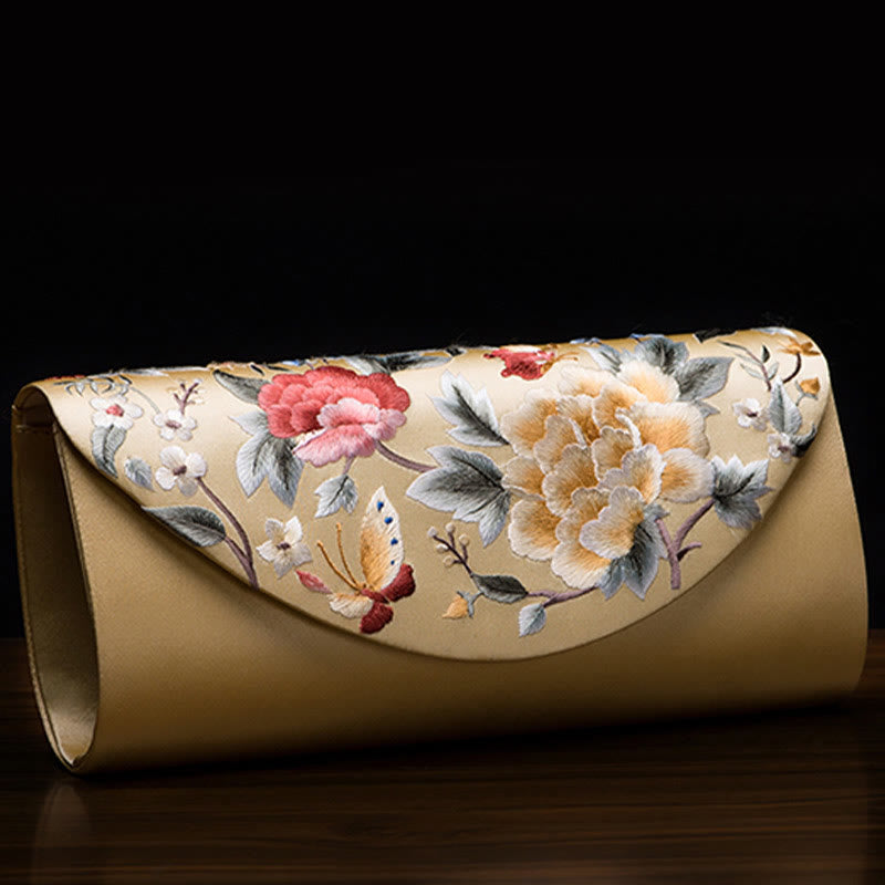 Buddha Stones Peony Tulip Su Embroidery Wedding Shopping Purse Handbag Crossbody Bag - image 1