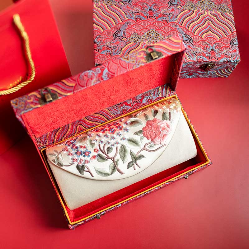 Buddha Stones Peony Tulip Su Embroidery Wedding Shopping Purse Handbag Crossbody Bag - image 6