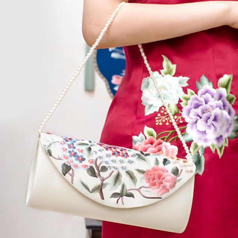 Buddha Stones Peony Tulip Su Embroidery Wedding Shopping Purse Handbag Crossbody Bag - image 5