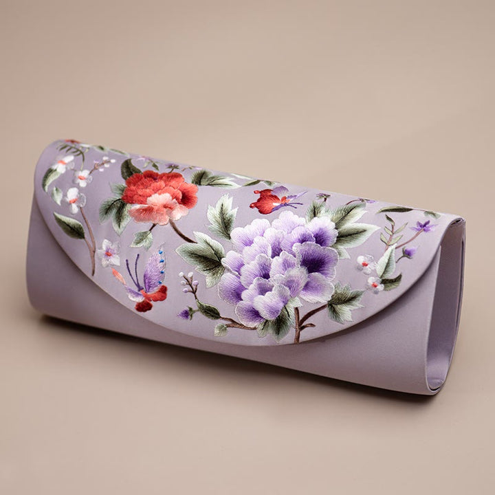 Buddha Stones Peony Tulip Su Embroidery Wedding Shopping Purse Handbag Crossbody Bag - Purple (Peony)24*5.5*11cm - image 18