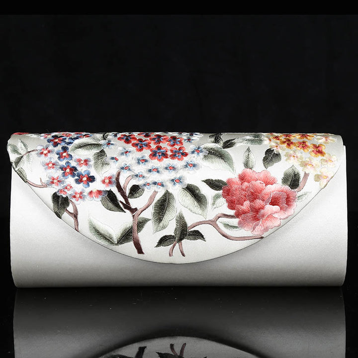 Buddha Stones Hydrangea Su Embroidery Wedding Shopping Wallet Purse Handbag Crossbody Bag - Champagne (Hydrangea)24*5.5*11cm - image 8