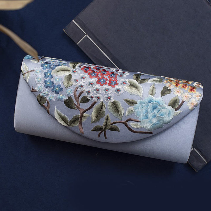 Buddha Stones Hydrangea Su Embroidery Wedding Shopping Wallet Purse Handbag Crossbody Bag - Light Blue (Hydrangea)24*5.5*11cm - image 15