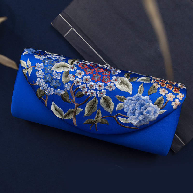 Buddha Stones Hydrangea Su Embroidery Wedding Shopping Wallet Purse Handbag Crossbody Bag - Royal Blue (Hydrangea)24*5.5*11cm - image 17