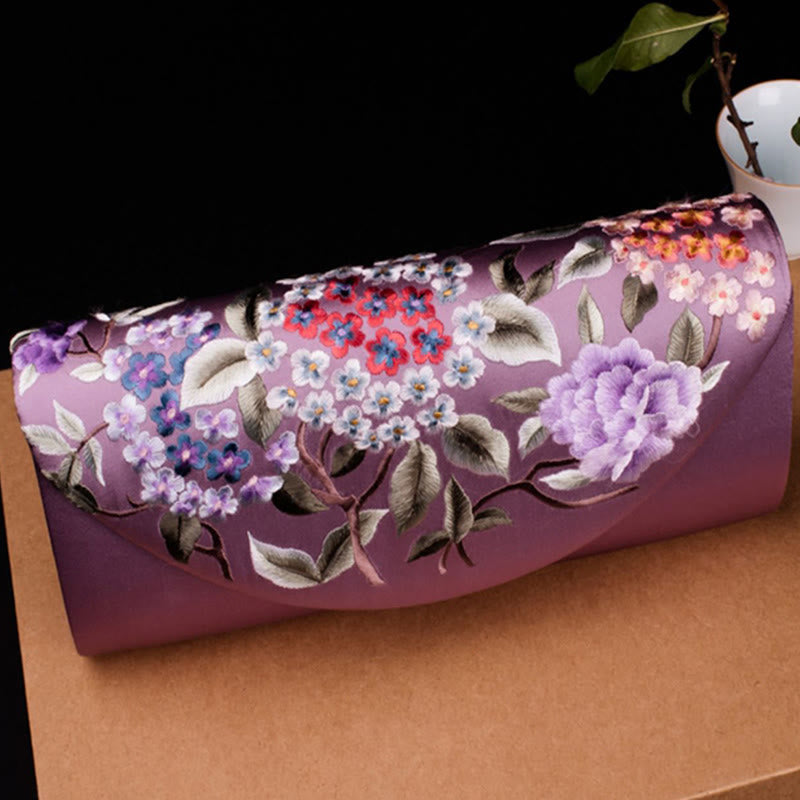 Buddha Stones Hydrangea Su Embroidery Wedding Shopping Wallet Purse Handbag Crossbody Bag - image 1