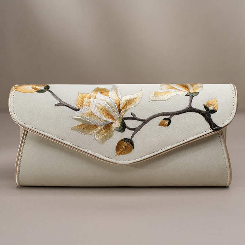 Buddha Stones Magnolia Su Embroidery Wedding Shopping Purse Handbag Crossbody Bag - Magnolia Champagne (Medium) 24*12*5.5cm - image 8