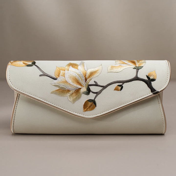 Buddha Stones Magnolia Su Embroidery Wedding Shopping Purse Handbag Crossbody Bag - Magnolia Champagne (Medium) 24*12*5.5cm - image 8