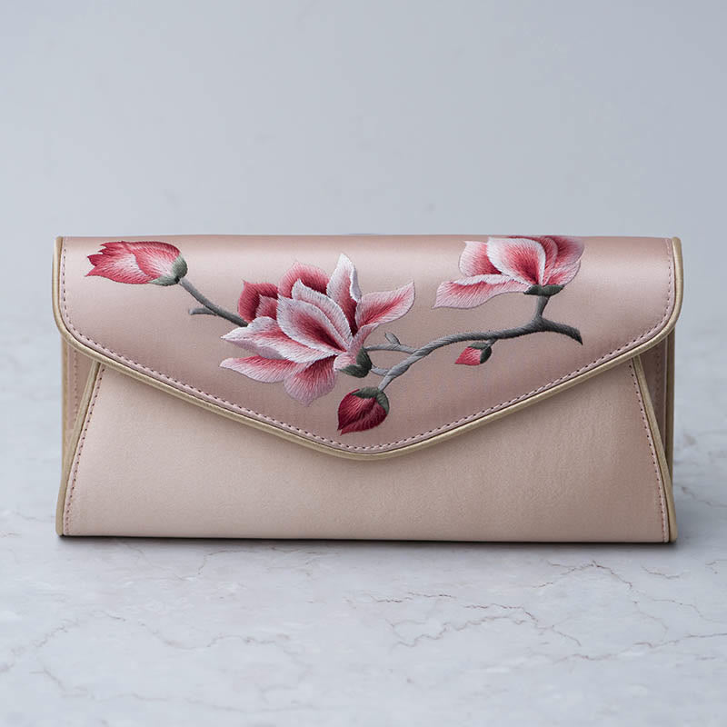 Buddha Stones Magnolia Su Embroidery Wedding Shopping Purse Handbag Crossbody Bag - Magnolia Pink (Medium) 24*12*5.5cm - image 10