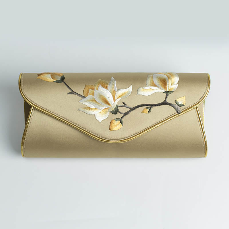 Buddha Stones Magnolia Su Embroidery Wedding Shopping Purse Handbag Crossbody Bag - Magnolia Gold (Large) 28*14*8cm - image 14