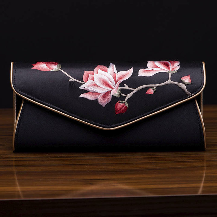Buddha Stones Magnolia Su Embroidery Wedding Shopping Purse Handbag Crossbody Bag - Magnolia Black (Large) 28*14*8cm - image 15