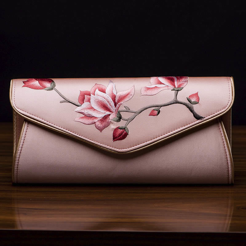 Buddha Stones Magnolia Su Embroidery Wedding Shopping Purse Handbag Crossbody Bag - Magnolia Leather Pink (Large) 28*14*8cm - image 17