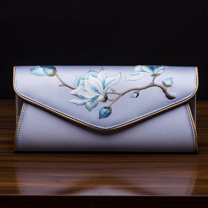 Buddha Stones Magnolia Su Embroidery Wedding Shopping Purse Handbag Crossbody Bag - Magnolia Light Blue (Large) 28*14*8cm - image 18