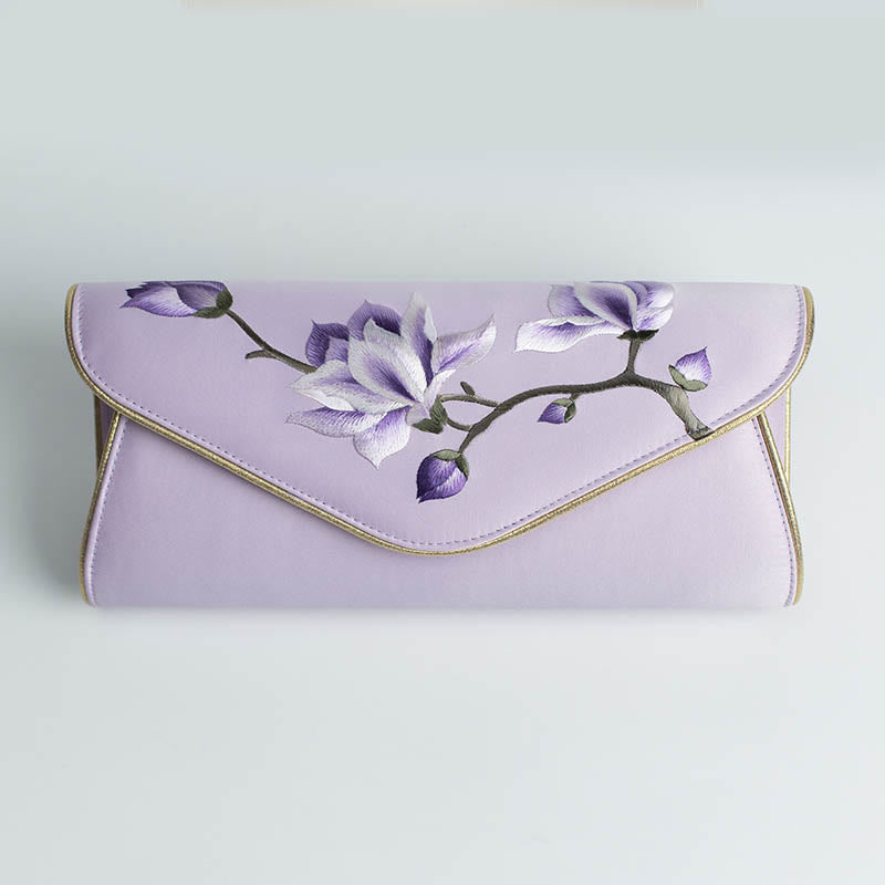 Buddha Stones Magnolia Su Embroidery Wedding Shopping Purse Handbag Crossbody Bag - Magnolia Light Purple (Large) 28*14*8cm - image 19