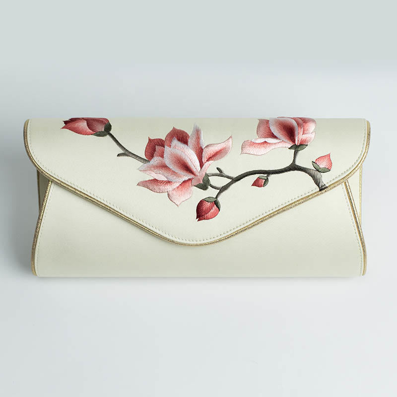 Buddha Stones Magnolia Su Embroidery Wedding Shopping Purse Handbag Crossbody Bag - Magnolia Champagne (Large) 28*14*8cm - image 22