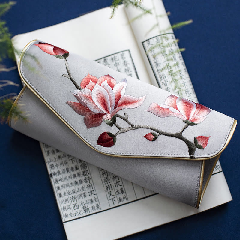 Buddha Stones Magnolia Su Embroidery Wedding Shopping Purse Handbag Crossbody Bag - Magnolia Light Gray (Large) 28*14*8cm - image 23