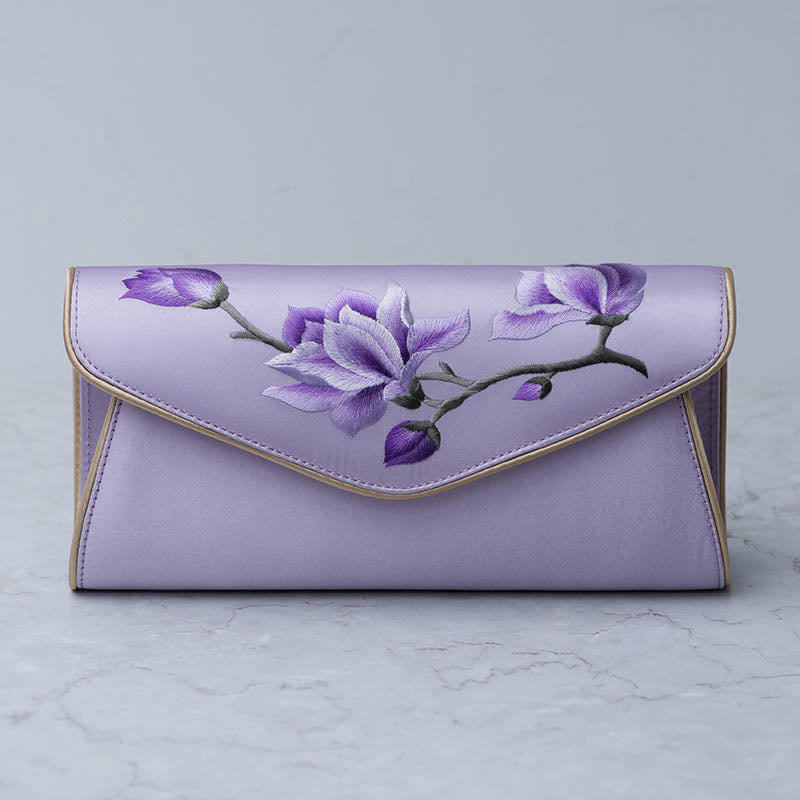 Buddha Stones Magnolia Su Embroidery Wedding Shopping Purse Handbag Crossbody Bag - Magnolia Light Purple (Medium) 24*12*5.5cm - image 24