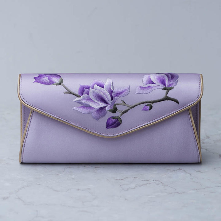 Buddha Stones Magnolia Su Embroidery Wedding Shopping Purse Handbag Crossbody Bag - Magnolia Light Purple (Medium) 24*12*5.5cm - image 24