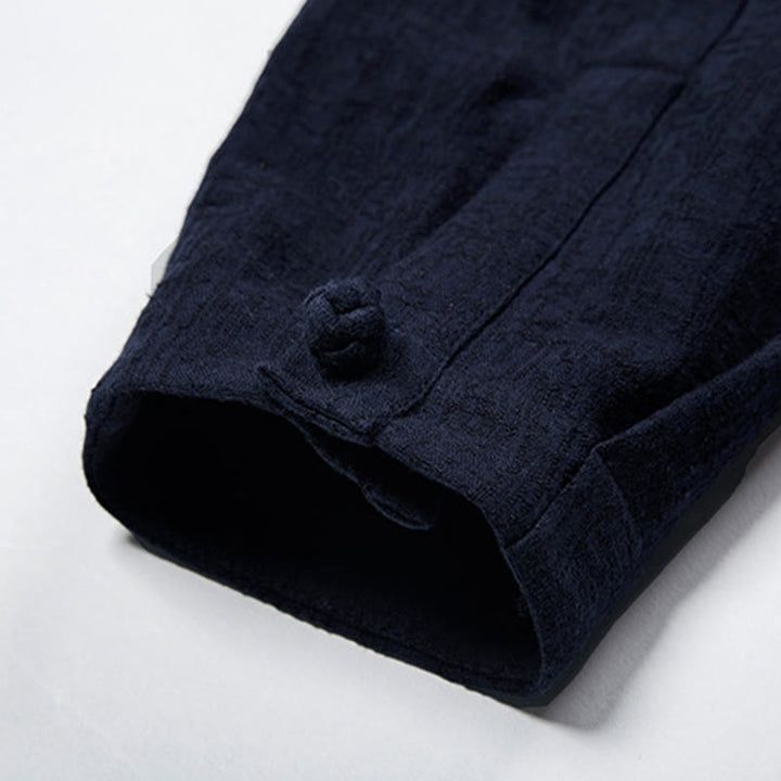 Buddha Stones Fall Solid Long Sleeve Button Shirt Cotton Linen Men Clothing - image 12