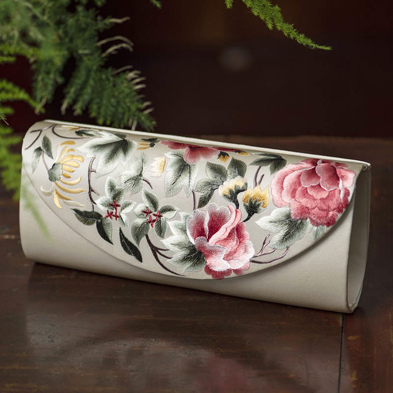 Buddha Stones Su Embroidery Wedding Shopping Purse Handbag Crossbody Bag - Champagne Color(24*7*12cm) - image 0