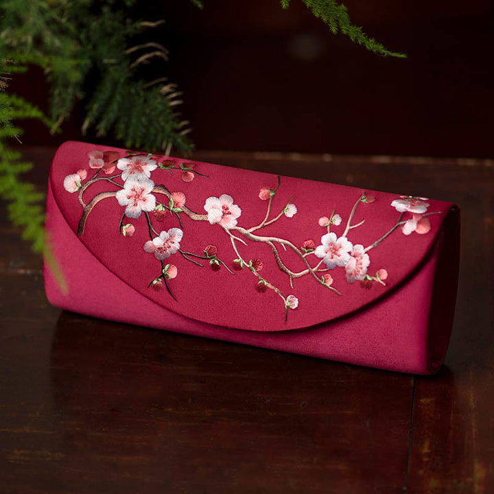Buddha Stones Plum Bossom Tulip Su Embroidery Wedding Shopping Purse Handbag Crossbody Bag - Wine Red (Plum Blossom) 24*5.5*11cm - image 10