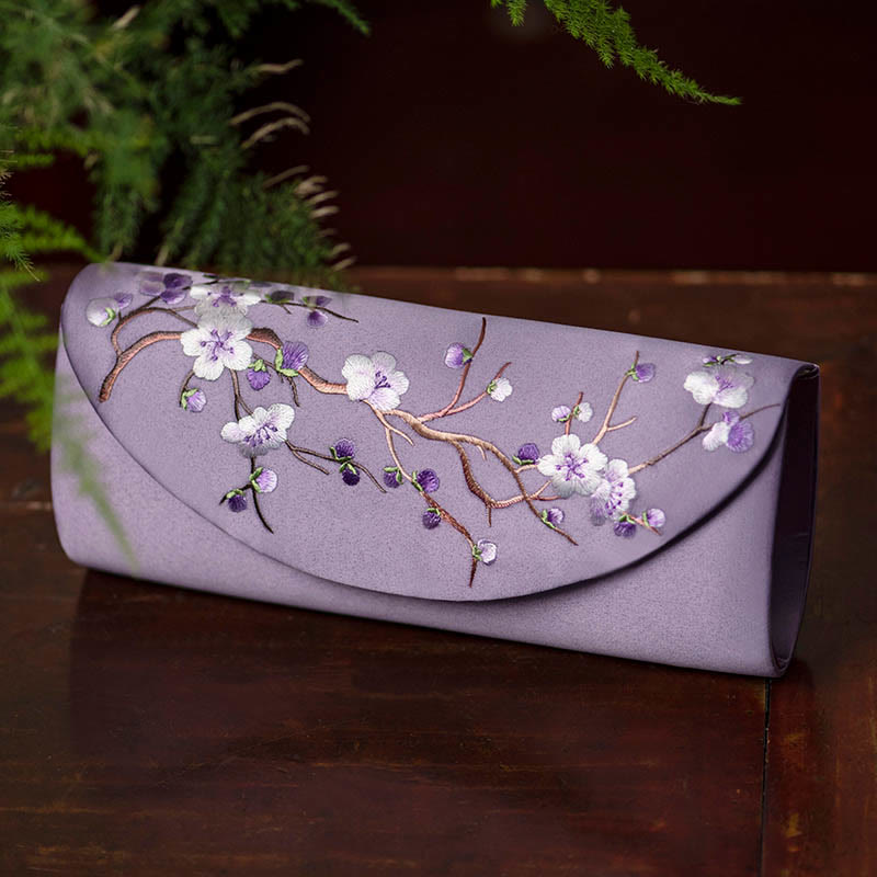 Buddha Stones Plum Bossom Tulip Su Embroidery Wedding Shopping Purse Handbag Crossbody Bag - Smoky Violet (Plum Blossom) 24*5.5*11cm - image 11