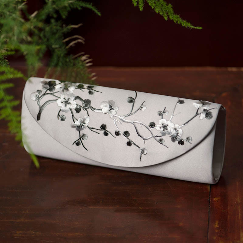 Buddha Stones Plum Bossom Tulip Su Embroidery Wedding Shopping Purse Handbag Crossbody Bag - Light Gray (Plum Blossom) 24*5.5*11cm - image 14