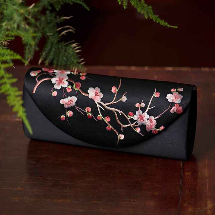 Buddha Stones Plum Bossom Tulip Su Embroidery Wedding Shopping Purse Handbag Crossbody Bag - Black (Plum Blossom) 24*5.5*11cm - image 15