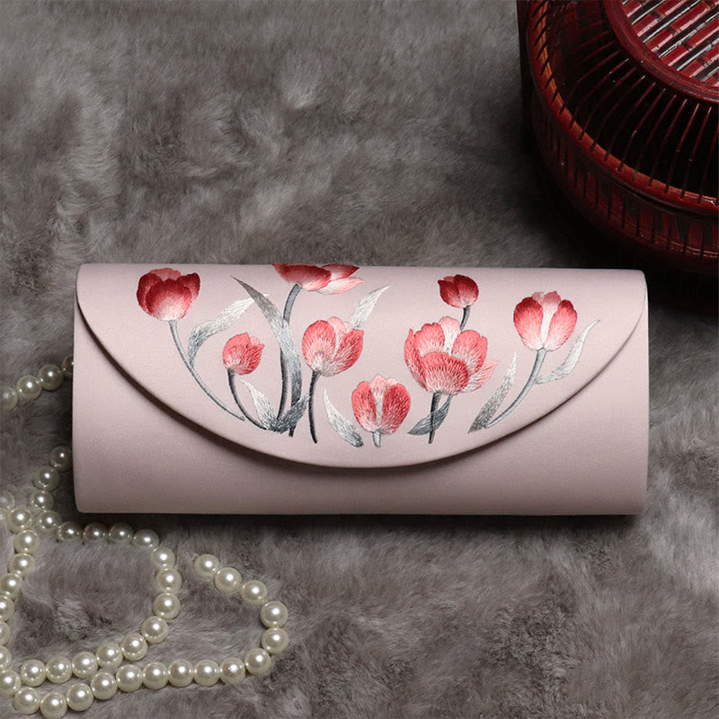 Buddha Stones Plum Bossom Tulip Su Embroidery Wedding Shopping Purse Handbag Crossbody Bag - Pink (Tulip) 24*5.5*11cm - image 18