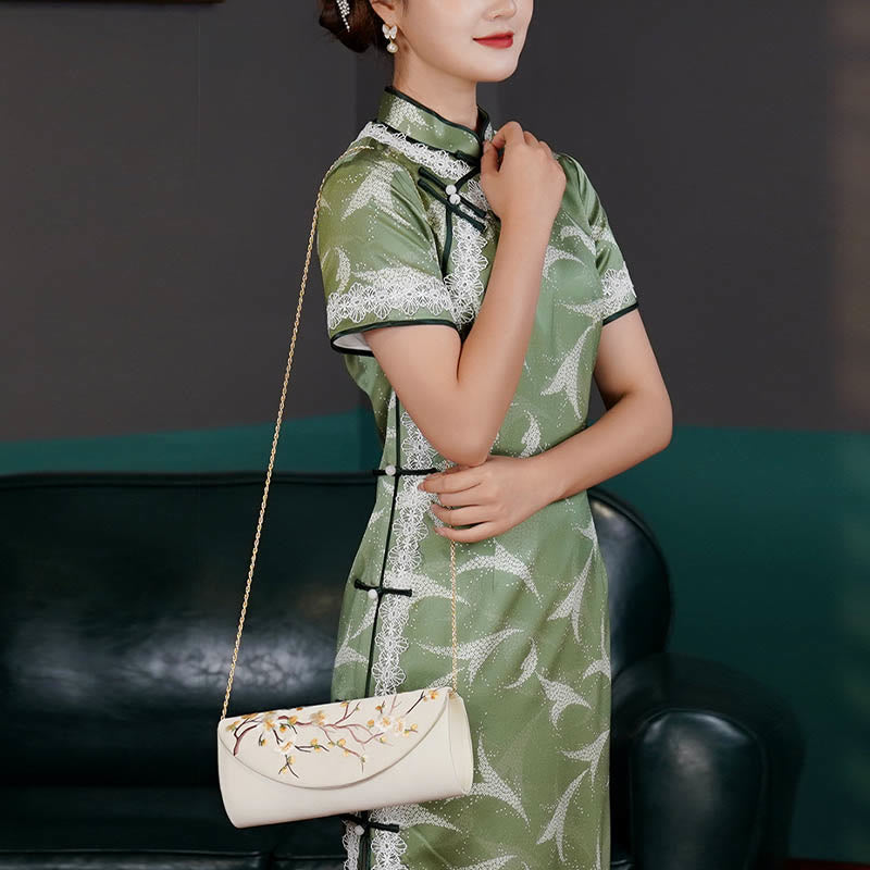 Buddha Stones Plum Bossom Tulip Su Embroidery Wedding Shopping Purse Handbag Crossbody Bag - image 5