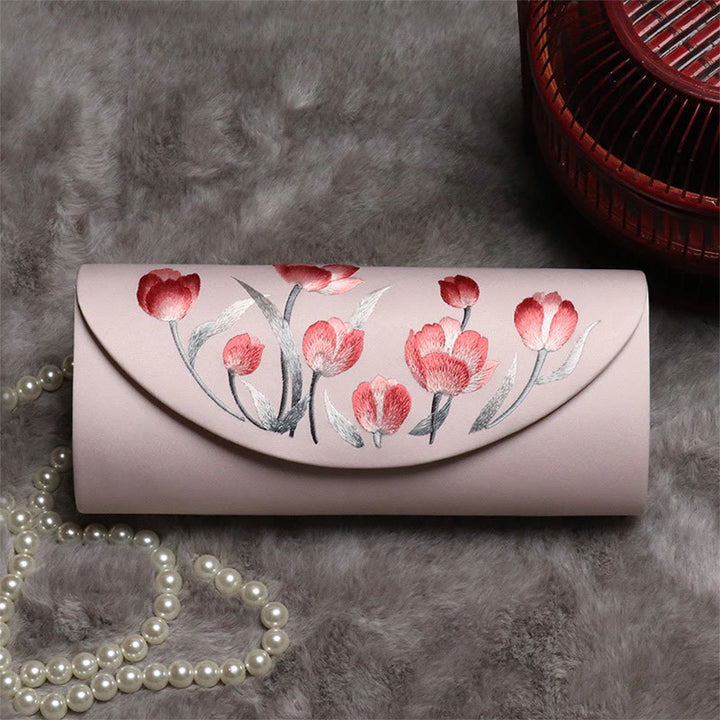 Buddha Stones Tulip Su Embroidery Wedding Shopping Purse Handbag Crossbody Bag - Pink (Tulip)24*5.5*11cm - image 3
