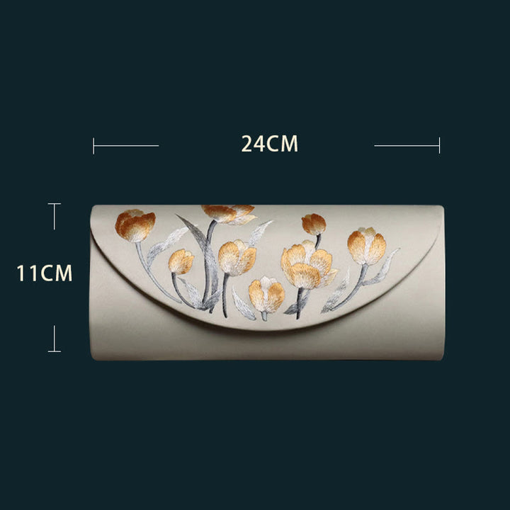 Buddha Stones Tulip Su Embroidery Wedding Shopping Purse Handbag Crossbody Bag - image 1