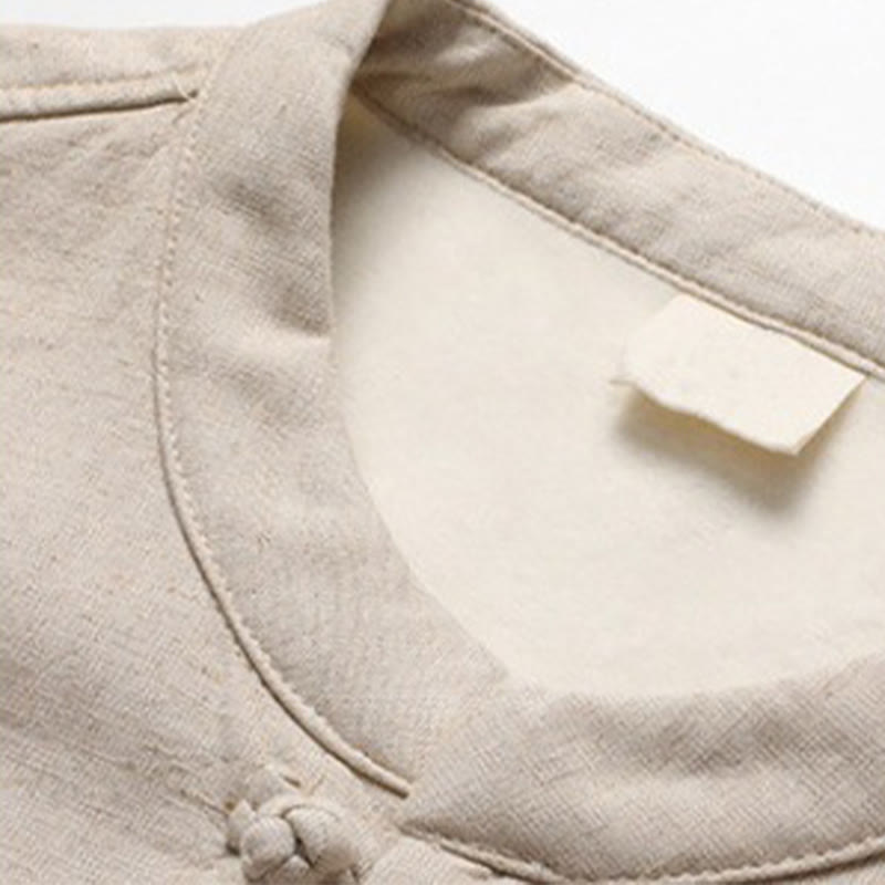 Buddha Stones Solid Tang Suit Traditional Fleece Lined Uniform Long Sleeve Top Pants Men's Set - image 1